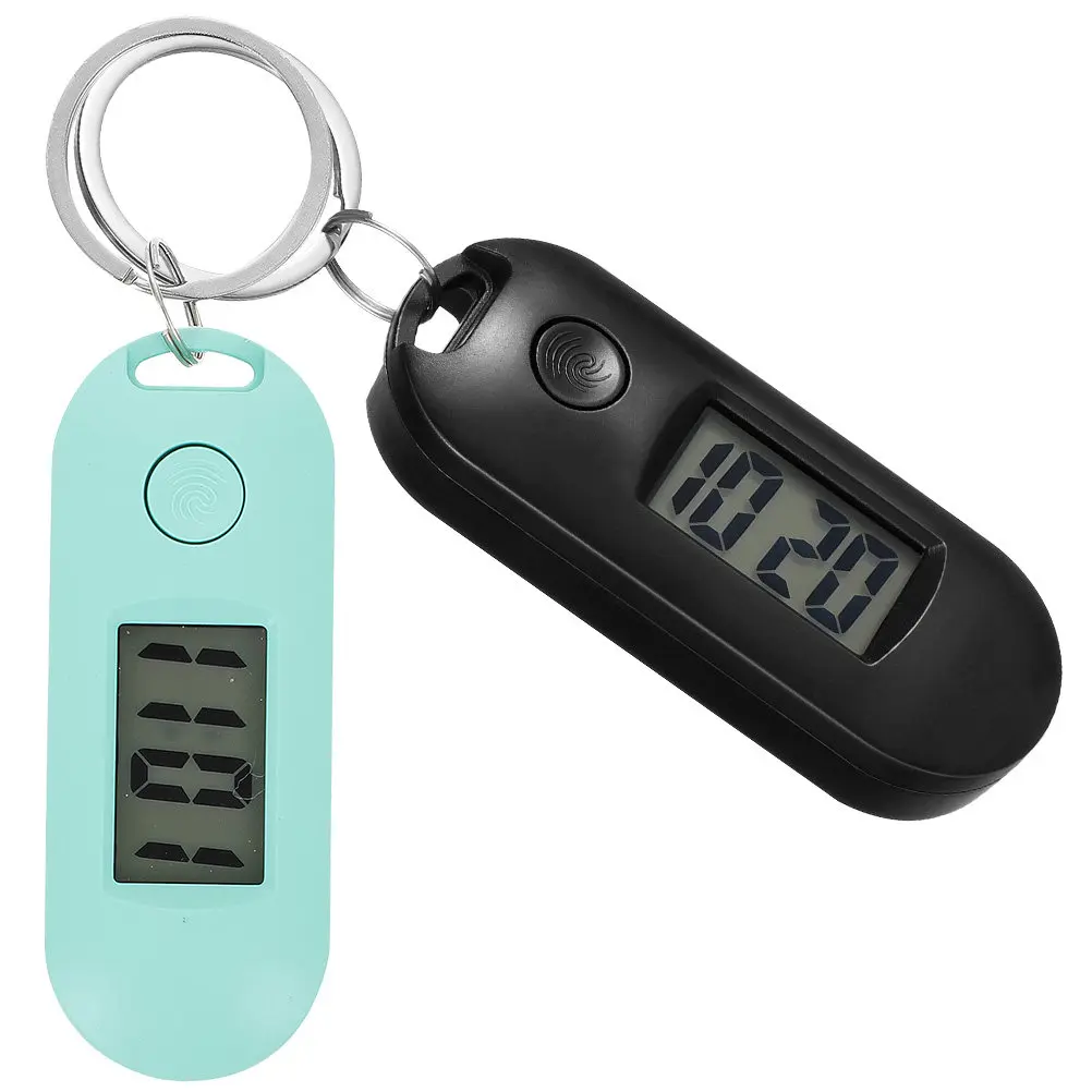 2Pcs Keychain Pocket Watches Digital Electronic Watch for Students Examination School Timekeeping Portable Compact Light
