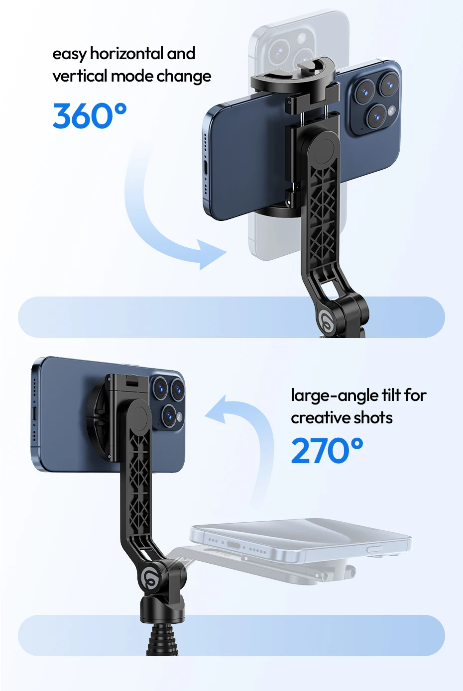 Ulanzi TT88 Overhead-Selfie-Stick 1,44 m mit MagSafe-Klemme, Fotografie-Stativ für Smartphone-Livestreaming und Vlogging mit Fernbedienung, Dual Cold Shoe, Fernbedienungslicht, Desktop-Aufnahme, Mantis-Halterung – Detail 23