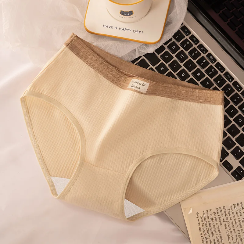 

Pure Cotton Underwear Retro Antibacterial Women's Panties Mid-waist Seamless Underpants Sports Autumn Winter Female Underwear