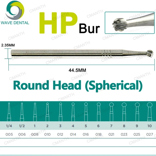 Imagen 2 del producto Fresas de carburo de tungsteno Dental WAVE, cabeza redonda de acero para pieza de mano recta de baja velocidad, taladros de odontología HP, herramientas de dentista