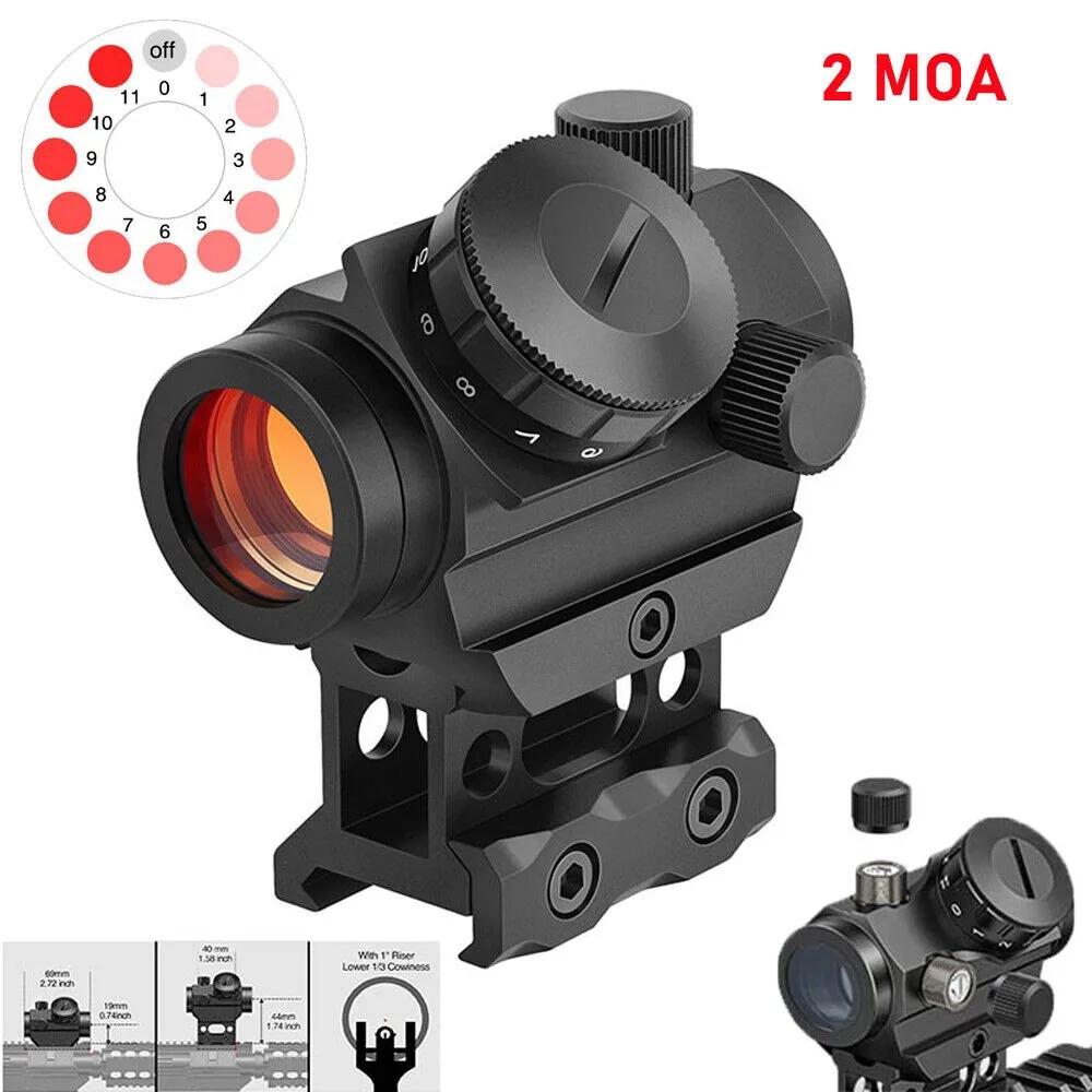 

Professional Mini Riflescope 2MOA Red Dot Sight with 1 inch Riser Mount for Precise Shooting