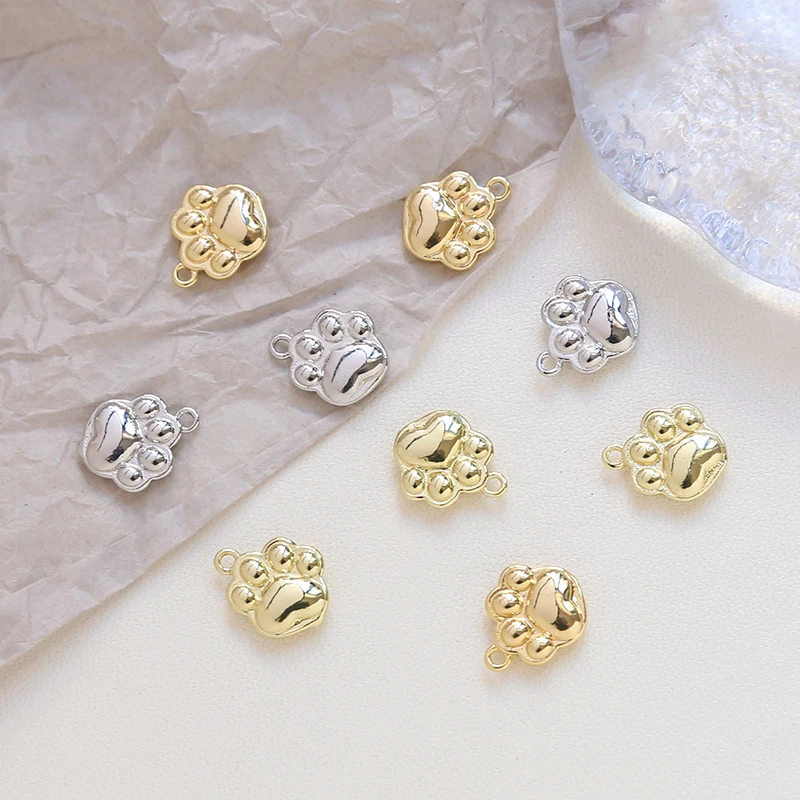 6 stücke Kupfer Überzogene Gold Farbe Schutz Nette Katze Klaue Anhänger DIY Handgemachten Schmuck Halskette Ohrringe Anhänger Materialien Charme