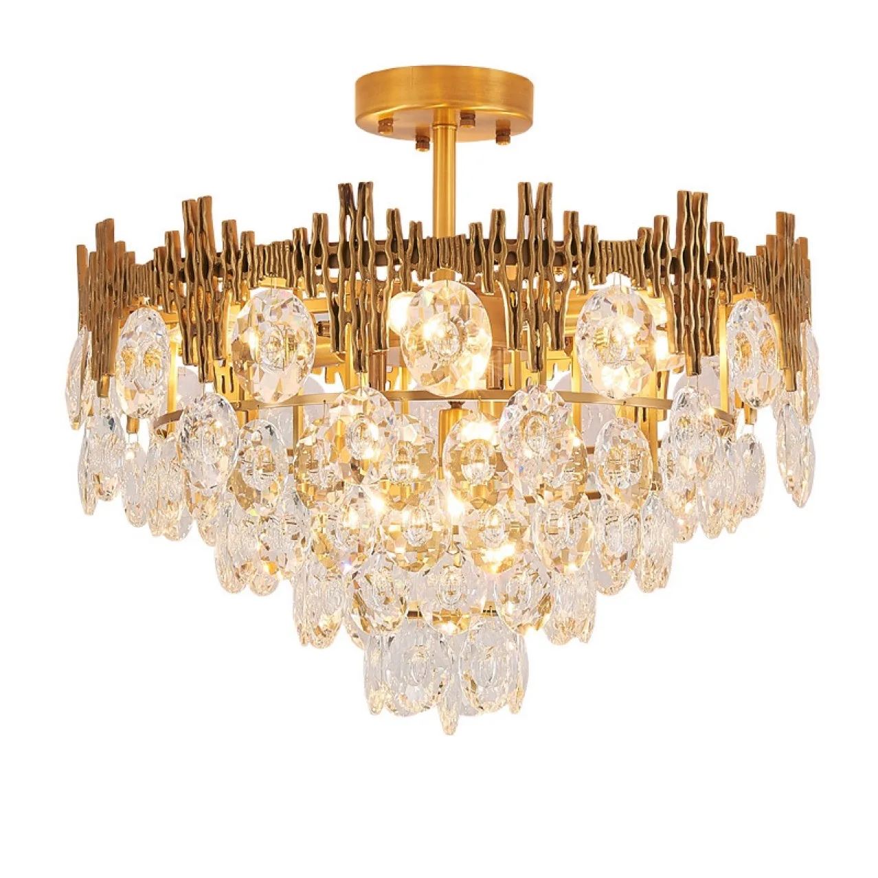 

French style, ceiling lamp, crystal, light luxury, all copper, European style, villa, luxury, retro, bedroom