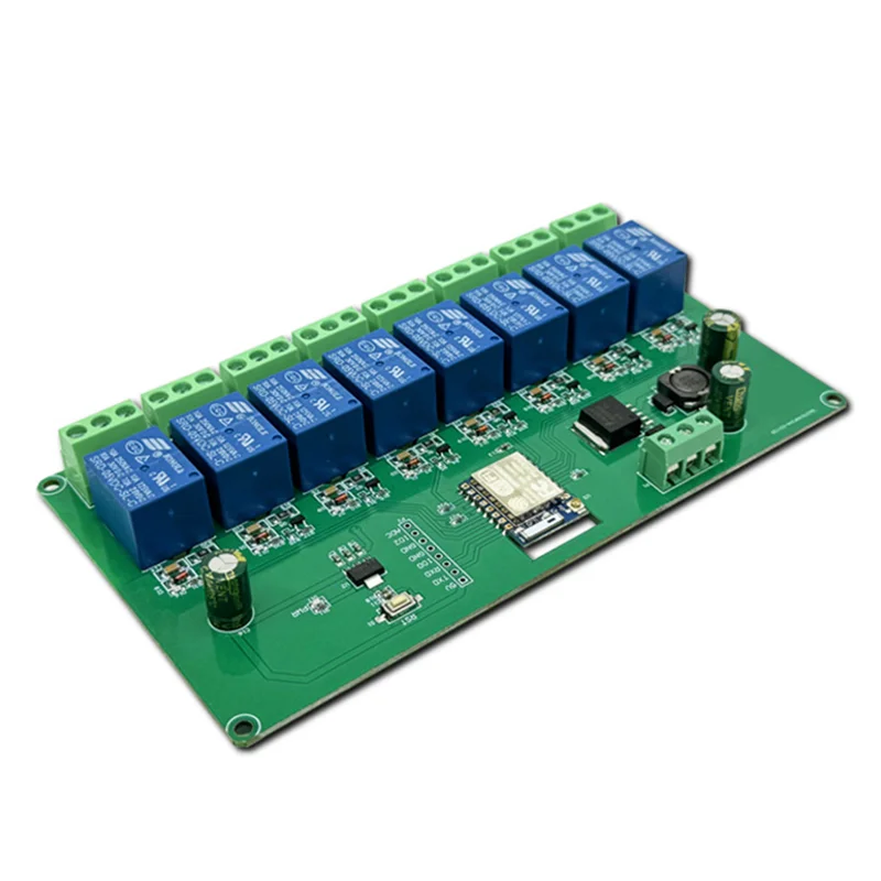 AK51-Relay Module ESP-07 8 Way WIFI Module 5V/7-28V Power Supply ESP8266 Development Board Secondary Development Module