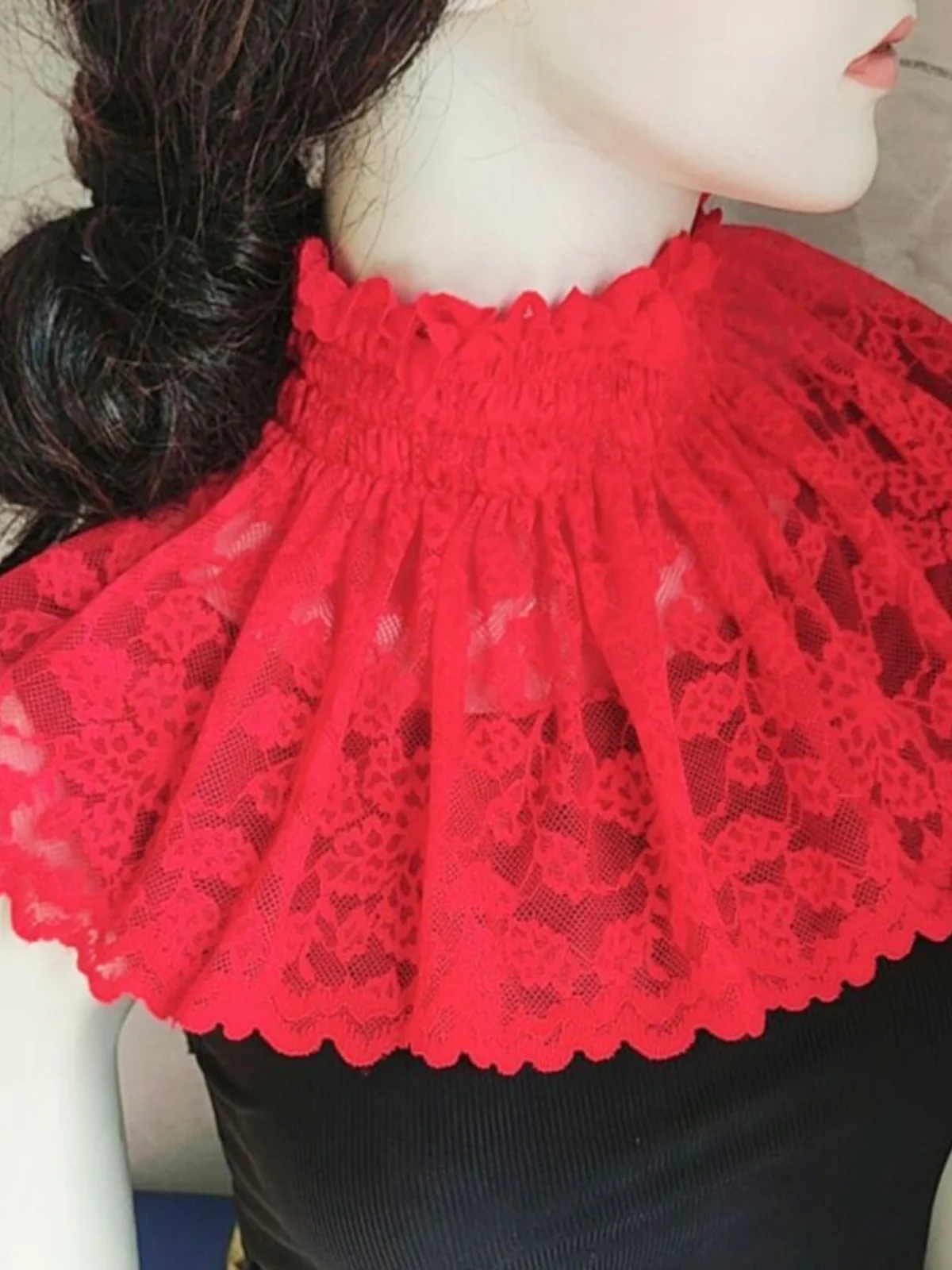 

Кружевной воротник-шарф женский универсальный, многофункциональный, декоративный, с вырезами, в корейском стиле, имитация воротника-стойки, P...