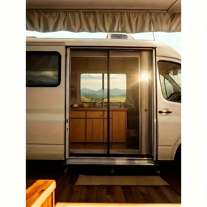 1pc RV Screen Door, Summer Mosquito-Proof, Motorhome Entrance Accessory, Exterior Decoration, Universal Fit, Mesh Fabric