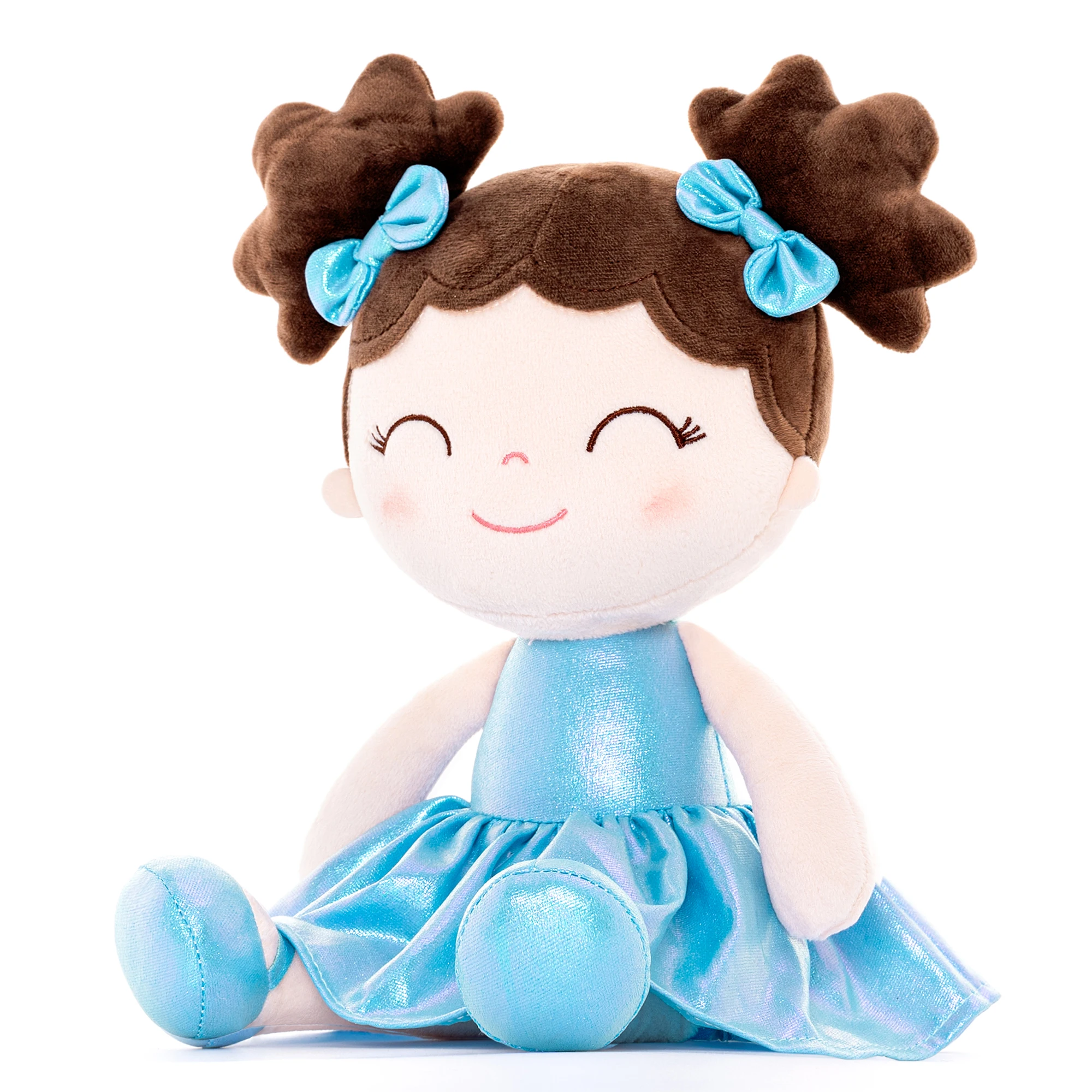 Gloveleya-Peluche Bouclée pour Bébé Fille, Jouet Bleu, Série Paillettes, Beurre, Premier Anniversaire, Cadeau, 30 cm