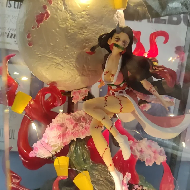 31cm LED light Anime Demon Slayer Kamado Nezuko Action Figure PVC Collection model home decoration decor birthday christmas gift - Image 4