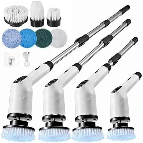 

Electric Spin Scrubber – Cordless, 7 Brush Heads, 3 Speeds, IPX7 Waterproof for Home & Car Cleaning
