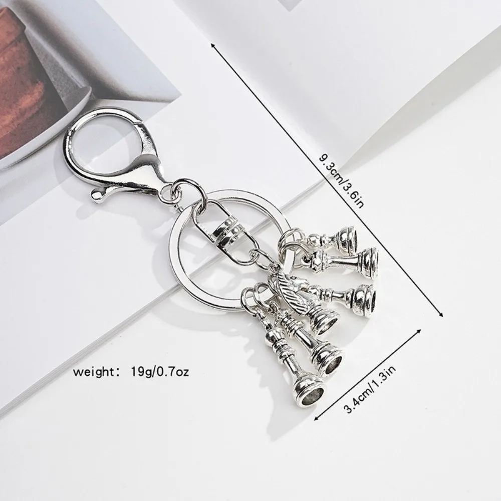 Alloy Chess Pendant Keyring Silver Gold 3D Chess Bag Charms Vintage Backpack Accessories Car Hanging Ornament Jewelry Gift