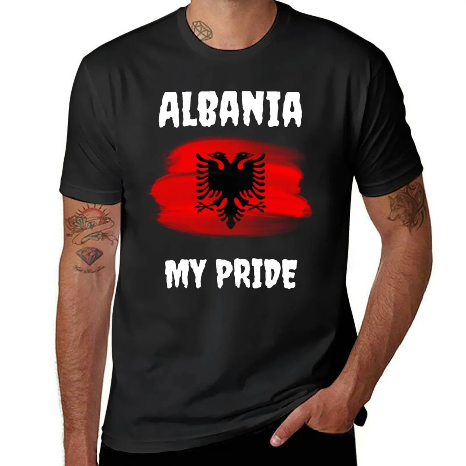 

Albania My Pride T-Shirt heavyweights custom shirt Short sleeve tee funny shirt cotton T-shirts for men cotton
