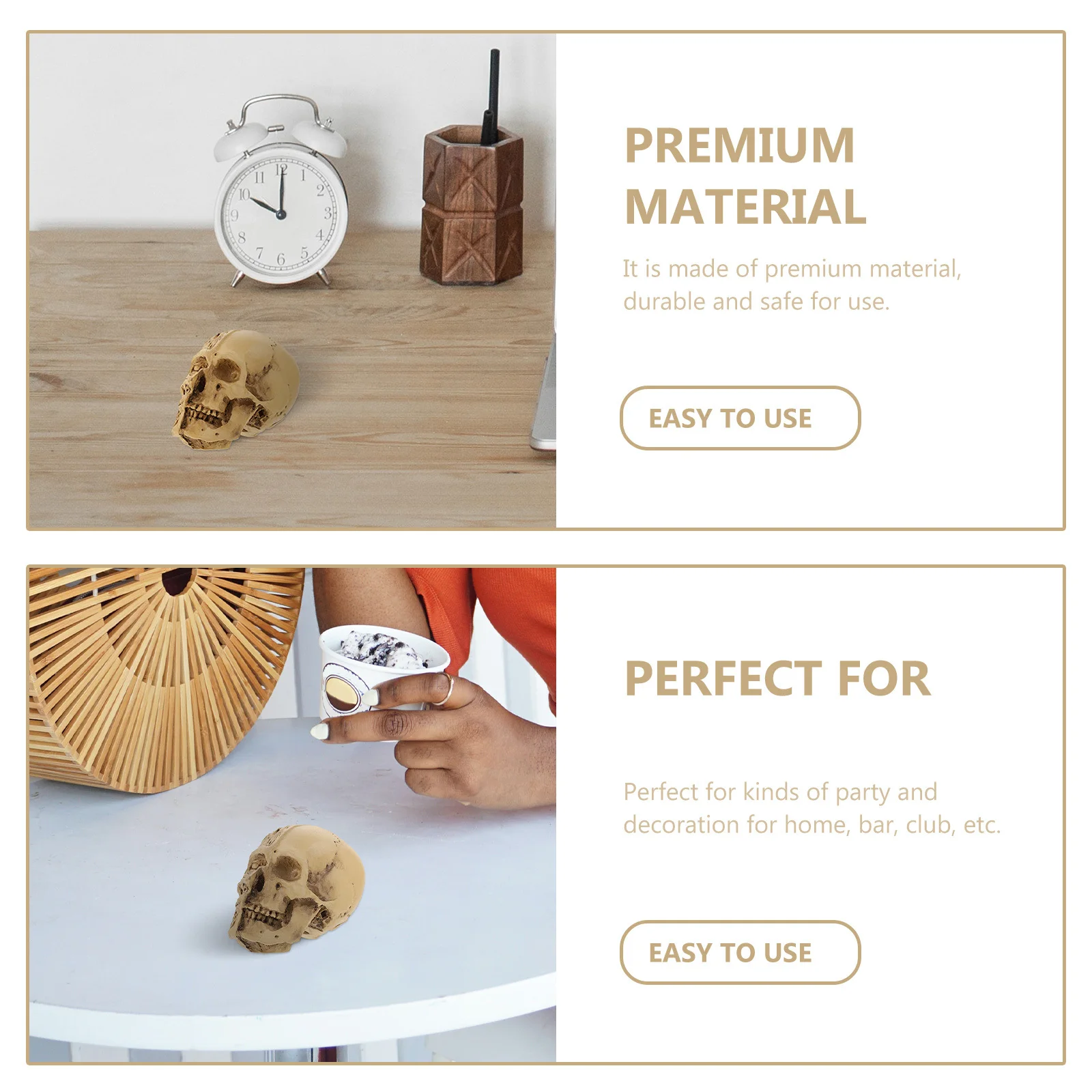 

Exquisite Halloween Skull Decor Prop 1Pcs Realistic Adornment Compact Safe for Home Party Decoration Halloween Decor