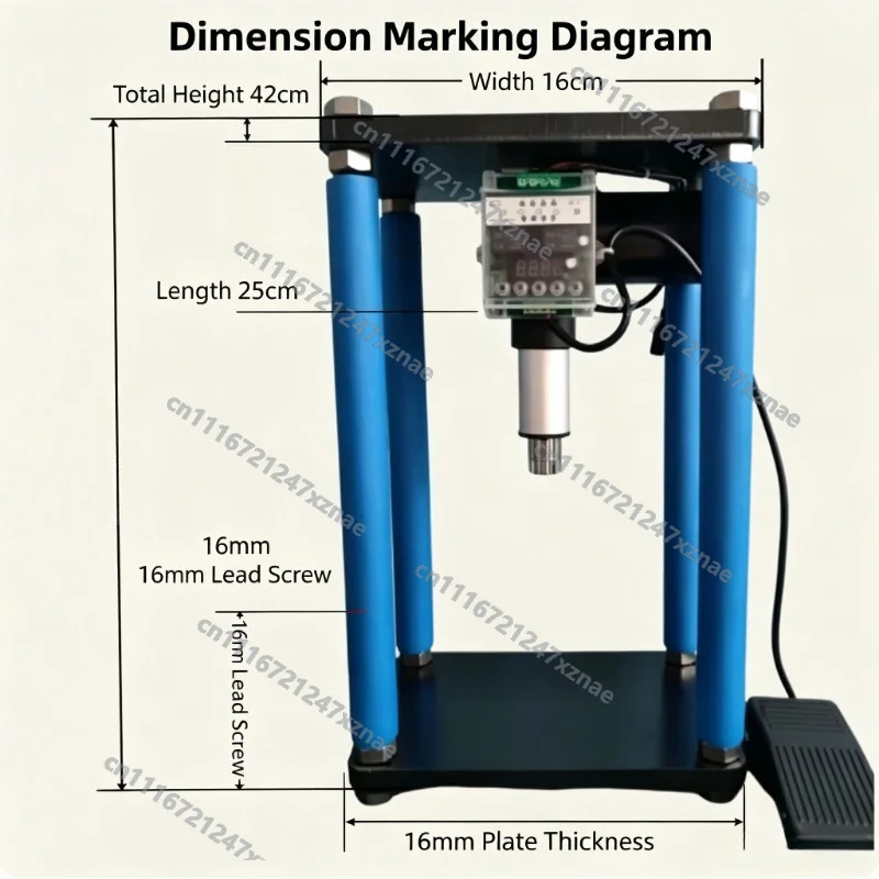 For Bearing Lead Metal Parts Press Fitting，Small Desktop Four Pillar Electric Press 600KG Fixed 5mm/s Pressing Speed Foot Switch
