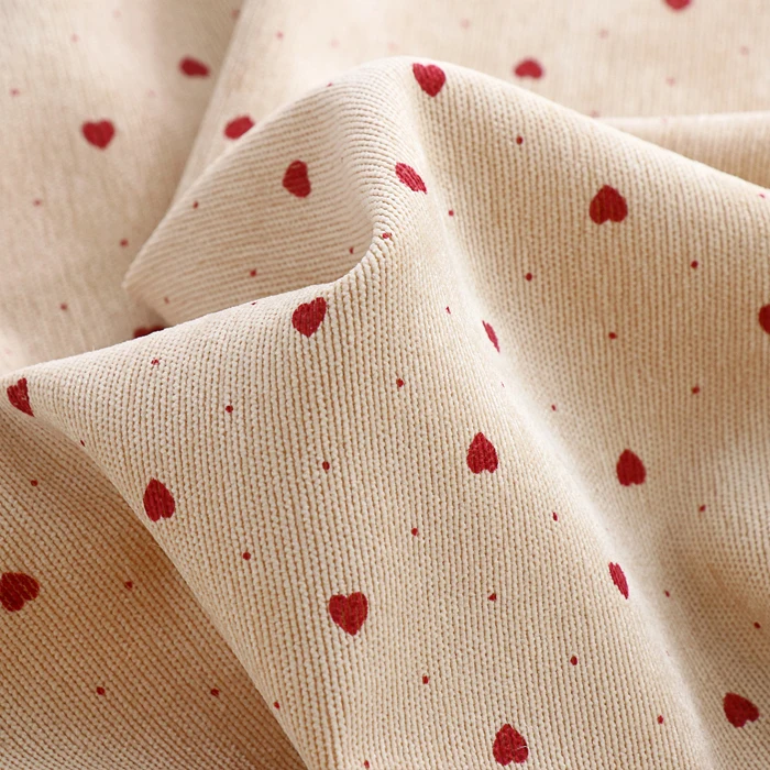 100x140cm Heart Print Corduroy Fashion Fabric  Autumn and Winter Dress Shirt Girl Dress Corduroy Handmade DIY Fabric