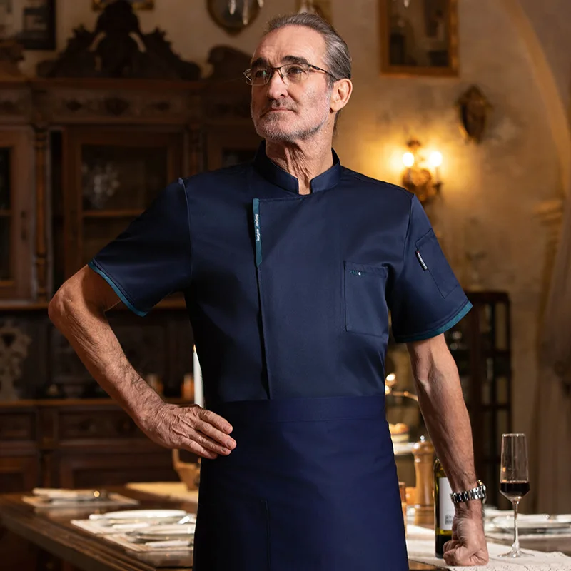 Chef Work Uniforms for Men and Women, Short Sleeve, Breathable, Summer, for Cafeteria, Catering, Cake, Dessert, Restaurant, Kitc