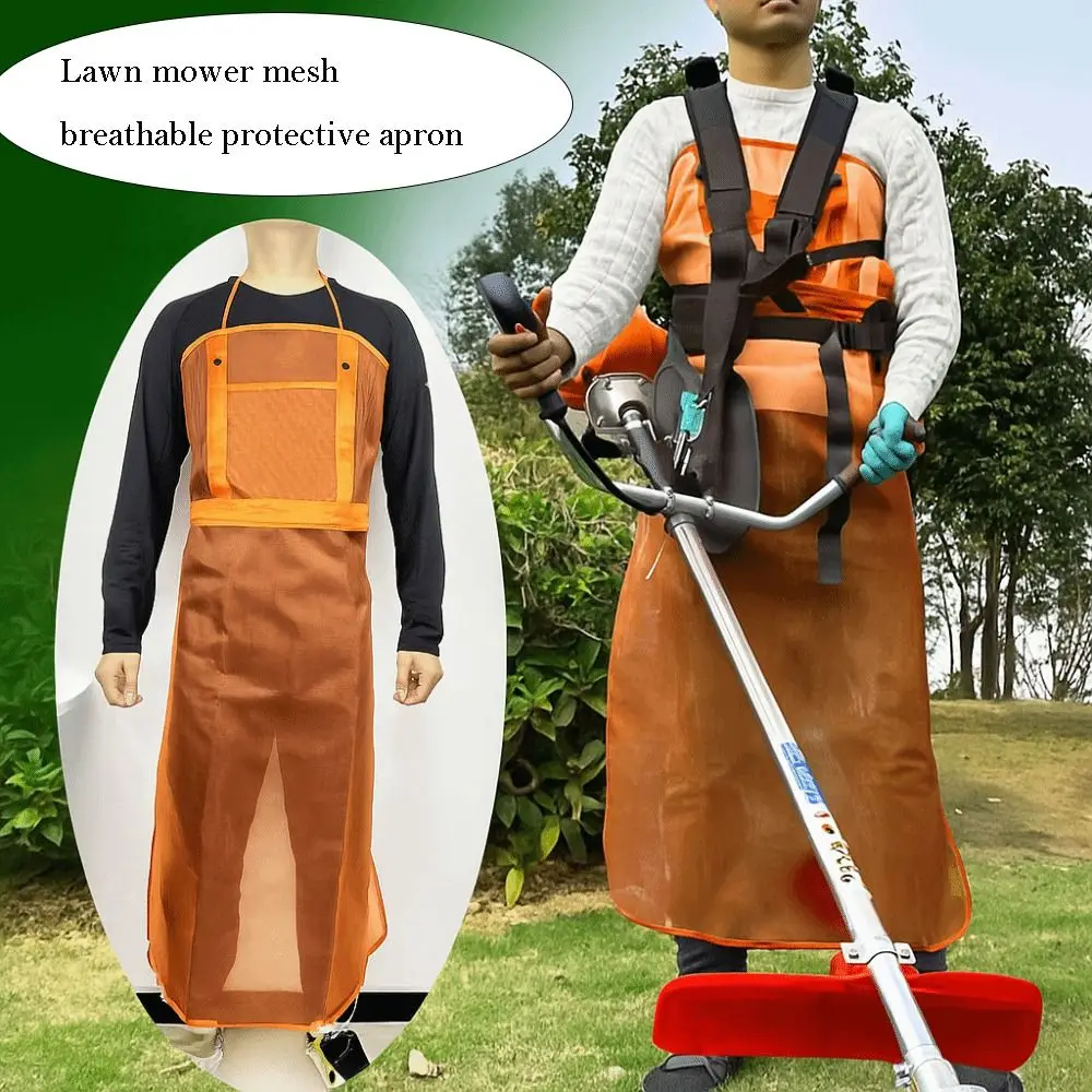 

With Pockets Mesh Lawn Mower Apron Breathable Mesh Lightweight Full Coverage Apron Full Protection Safety Design Gardening Apron