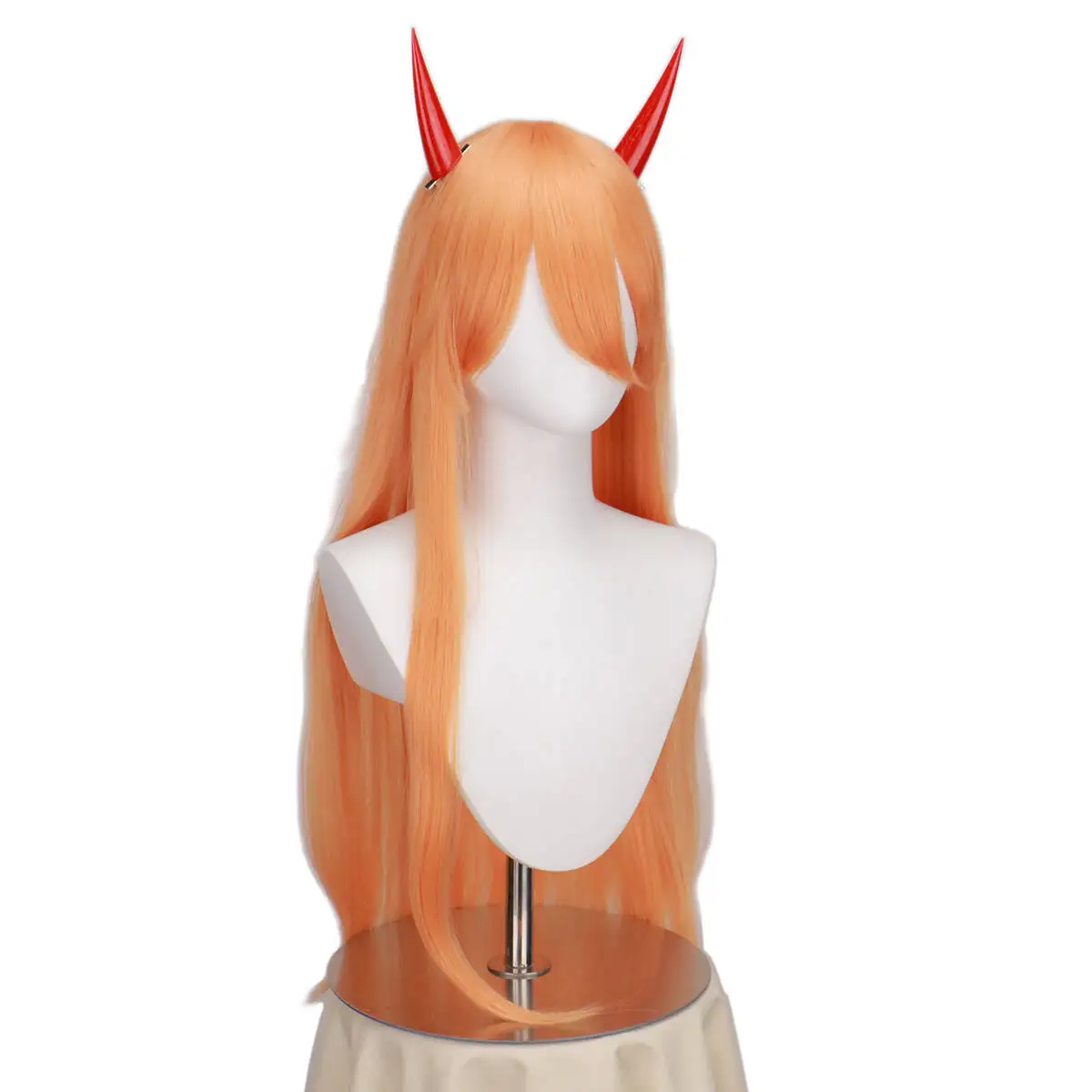 Long Orange Pink Heat Resistant Synthetic Hair Party Role Play Wigs Or Horns Anime Chainsaw Man Makima Power Cosplay Wig view 5