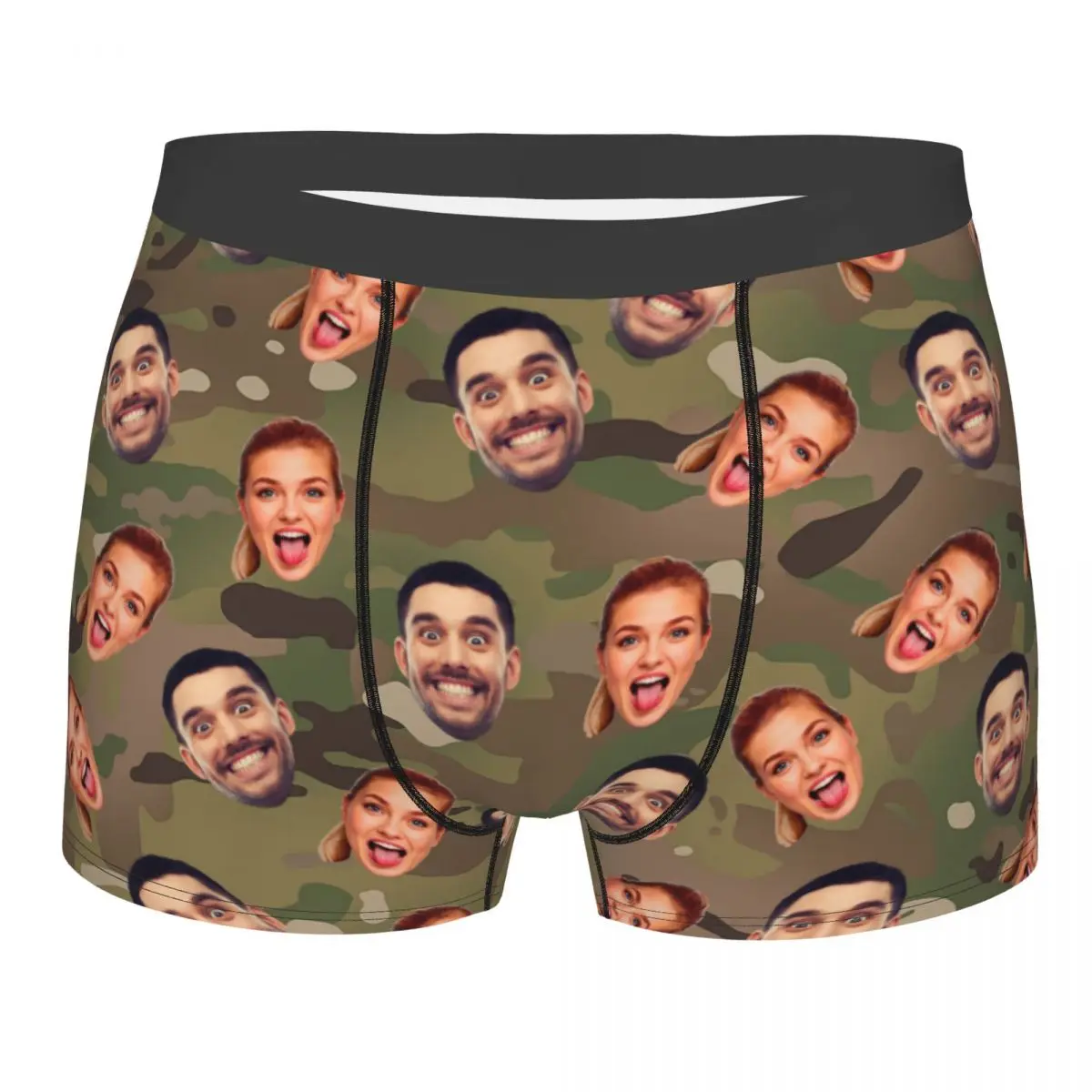

Personalized Camouflage Custom Face Photo Boxer Shorts Birthday Gift For Husband Underwear Panties Briefs Breathable Underpants