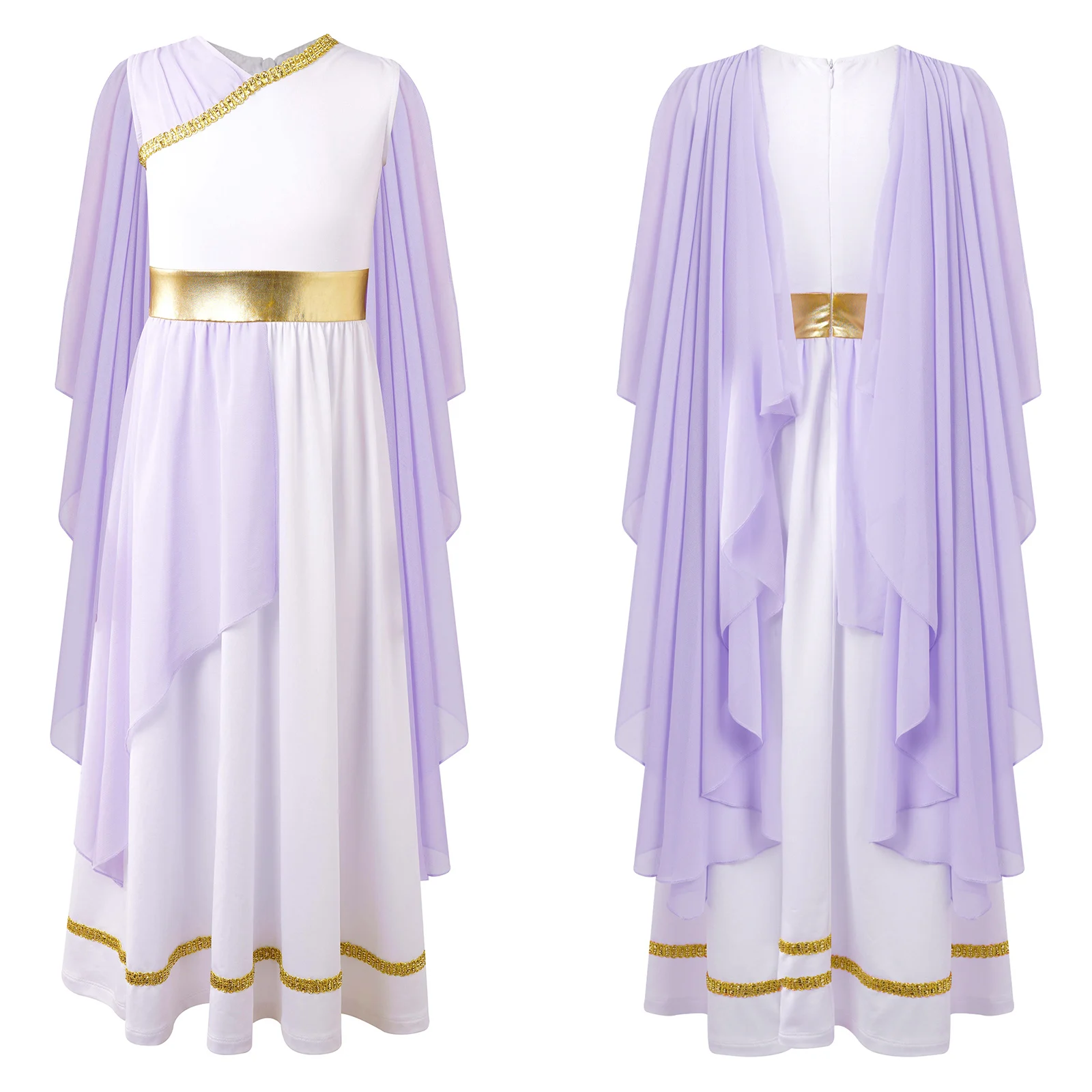 Kids Girls Church Choir Worship Toga Gown Lyrical Dance Dress Halloween Ancient Greek Roman Athena Godness Cosplay Costume