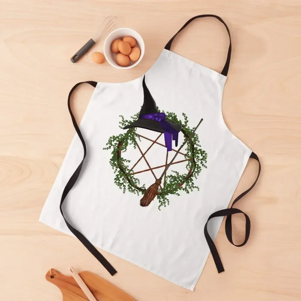 

Vine Pentacle with Broom & Witch Hat Apron Children'S Chef Accessory Apron