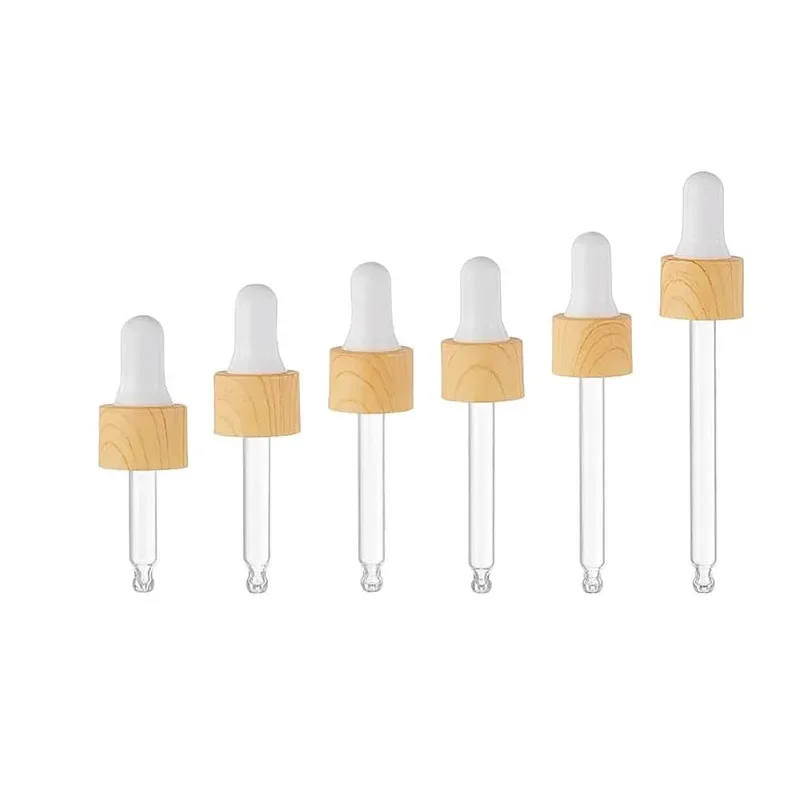 Couvercle compte-gouttes en verre avec coque en bois de bambou naturel bionickel able, bouchons pour récipient cosmétique de voyage, 30ml, 50ml, 100ml, 120ml, 50x18mm