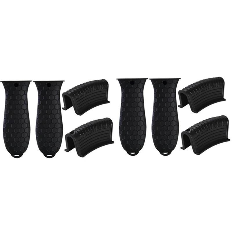 

8 Pack Silicone Hot Handle Holders Cover Cast Iron Skillet Handle Cover Pot Handle Holder Sleeve Heat Resistant -Black