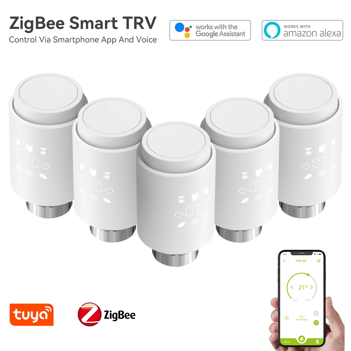 

Tuya Smart ZigBee Radiator Actuator TRV Programmable Thermostatic Radiator Valve Temperature Controller Support Alexa