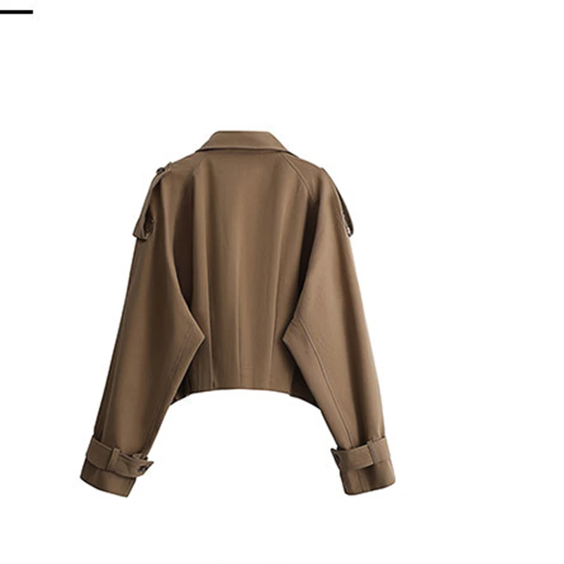 Women Cropped Trench Coat 2026 Spring New Loose Double Breasted Short Windbreaker Jacket Female Vintage Streetwear Y2K Outerwear