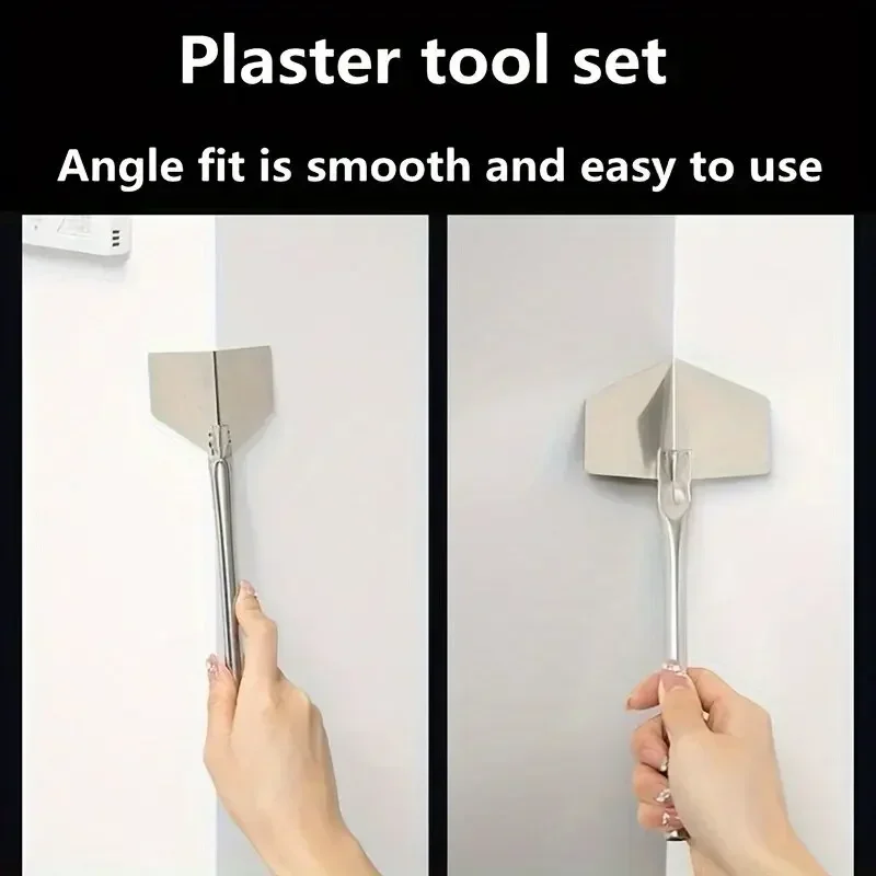 Juego de 4 herramientas de construcción: espátulas de acero inoxidable para masilla, raspadores de paneles de yeso, herramienta manual para esquinas interiores y exteriores, extractor Yin Yang