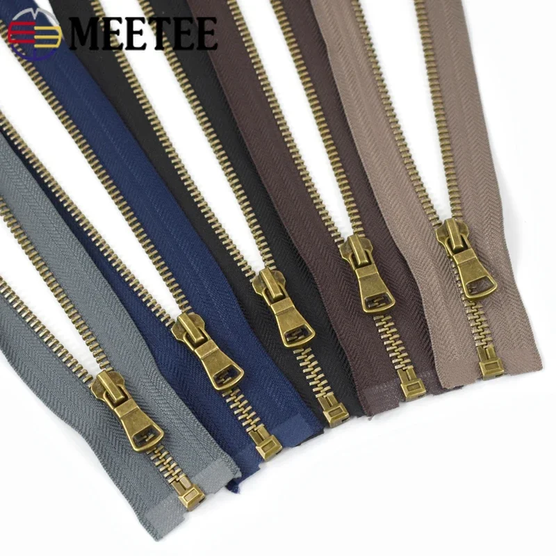 2/4/5Pcs Meetee 5# Metal Zipper 40/50/60/70/80cm Jacket Closure Zips Clothes Bag Decor Retro Zipper Repair DIY Sewing Accessory