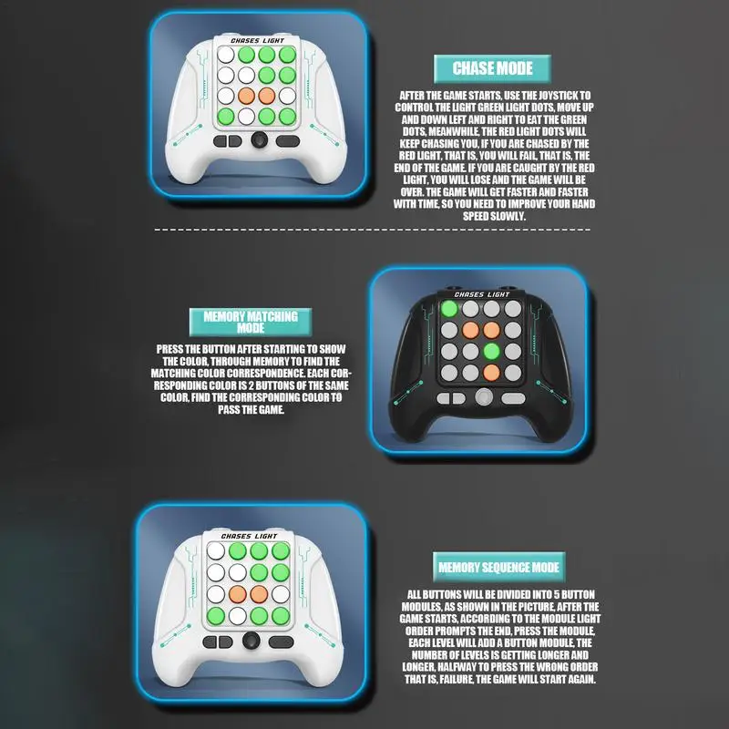 Pop Light Up Handheld Quick Push Toy Game, Speed Push Game Machine, Jogos de Viagem, Quebra-cabeça Rápido para Meninos e Meninas, Adultos