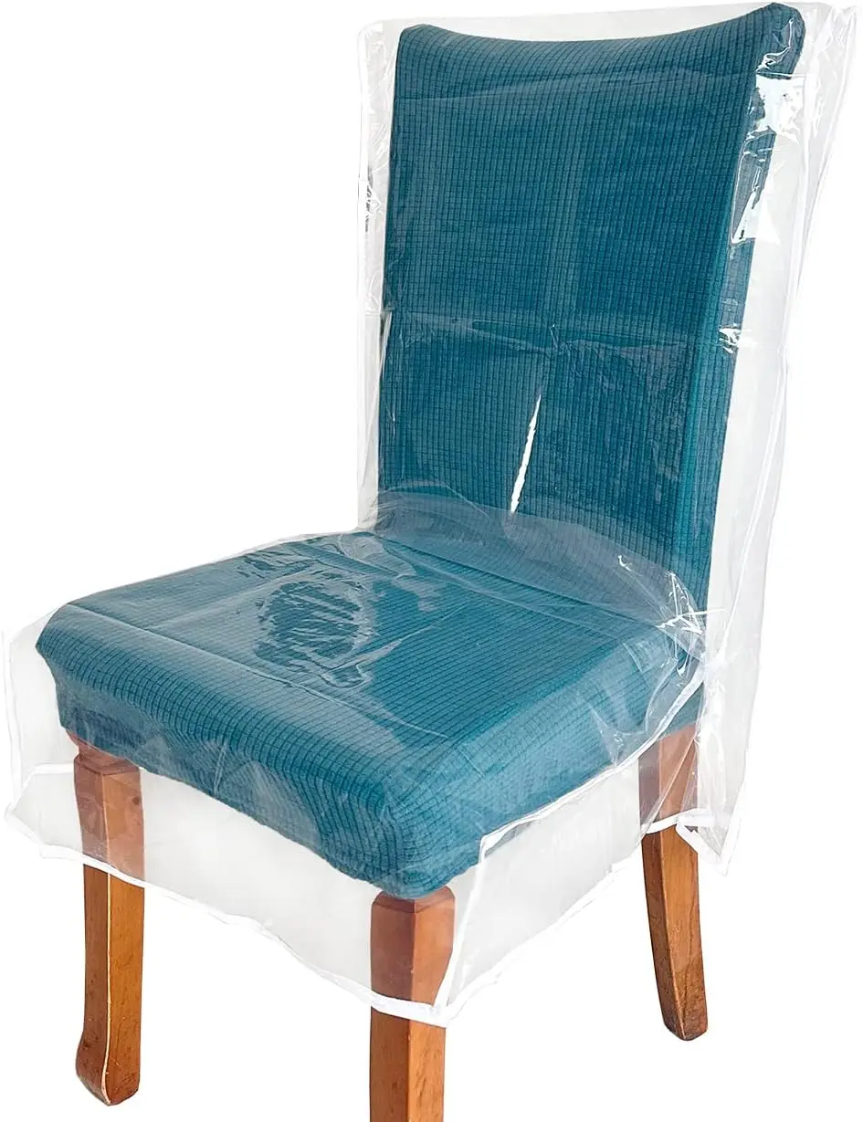 

6 Pa Plastic Chair Covers For Dining Chairs Waterproof Thi Plastic Dining Chair Covers Dustproof, Anti Sauce, Cat Scratching