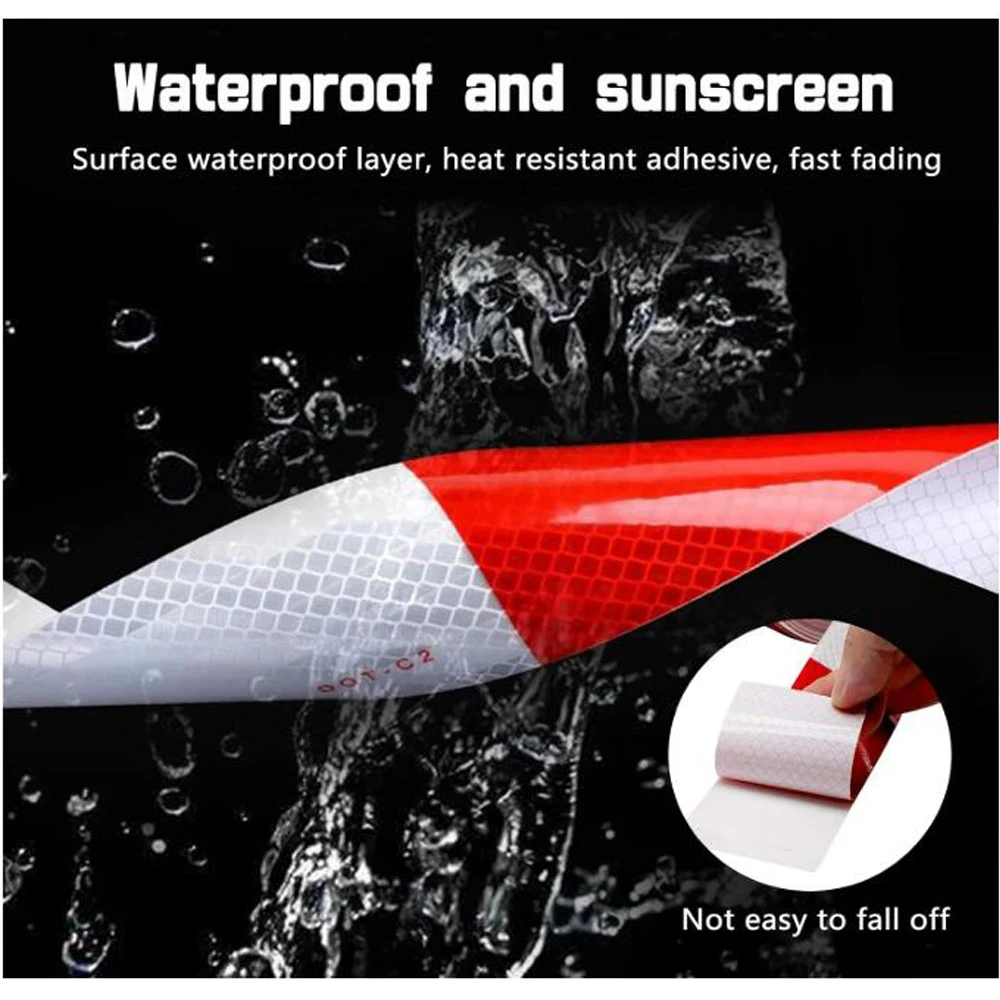 DOT-C2 Red White Reflective Tape Outdoor Waterproof Conspicuity Strong Adhesive Reflector Tape Warning Safety Tape For Vehicles