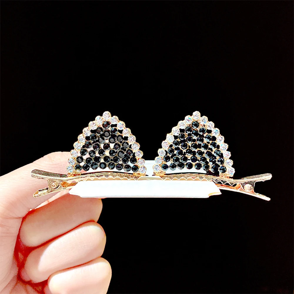 

Korean 1 Pair Woman Cute Girls Cat Ears Hair Clips Duckbill Clip Crystal Barrettes Hair Accessories