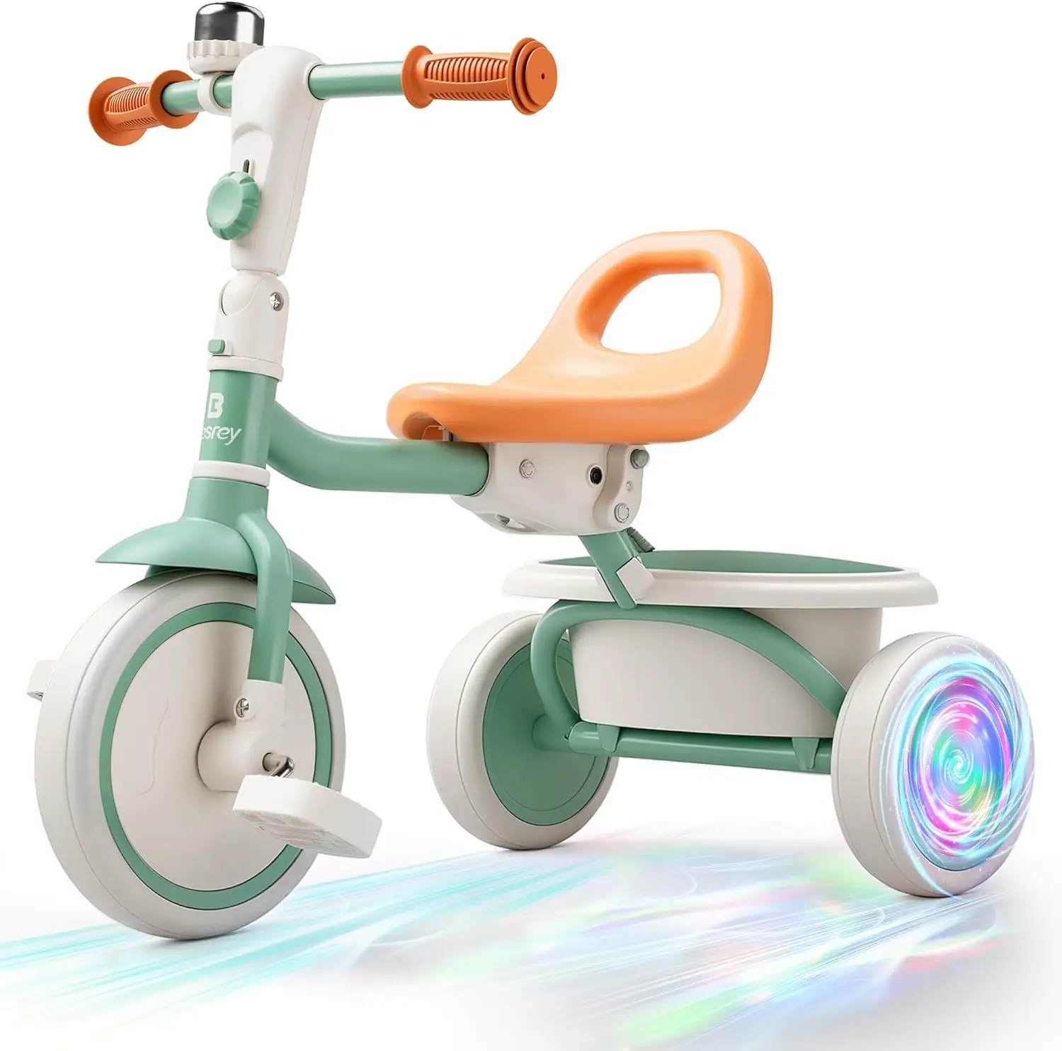 Tricycle avec roues clignotantes pour enfants, tricycle pour tout-petits avec cloche, cadeau pour enfants de 2 à 5 ans, 18 mois à 5 ans