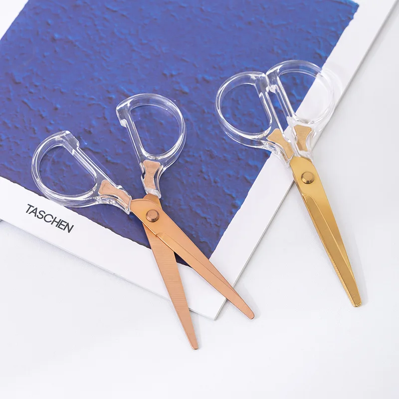 Acrylic Scissors Transparent Handle Color Gradient Sharp Stainless Steel Kitchen,Office Stationery,Paper Cut Pruning Sewing