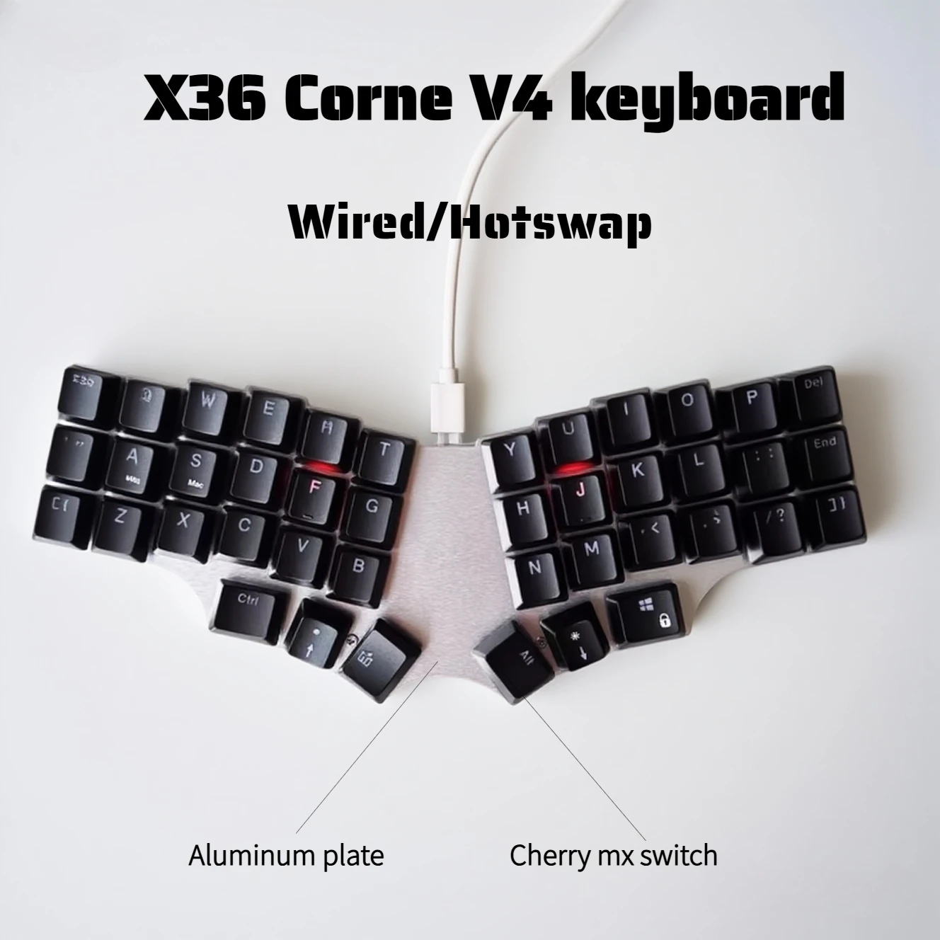 

X36 Corne V4 раскладка клавиатуры 42 клавиши пользовательская низкопрофильная проводная одномодовая клавиатура QMK красный переключатель игровая клавиатура с алюминиевым основанием