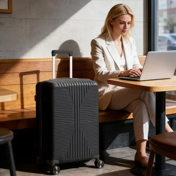 

20-дюймовый чемодан на колесиках из полипропилена, цельный, с нестандартным замком (без TSA), черный, легкий, для путешествий