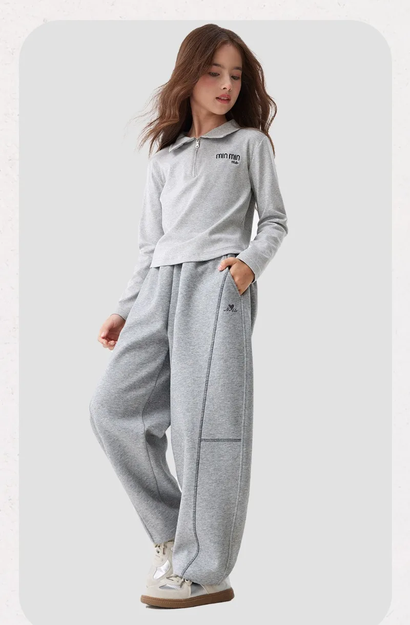 UNITIM 2026 Herbst 4-16 Jahre Mädchen Sporthose Lose Kinder Mädchen Gerade Hose Elastischer Bund Junge Teenager Mädchen Jogginghose – Detail 12