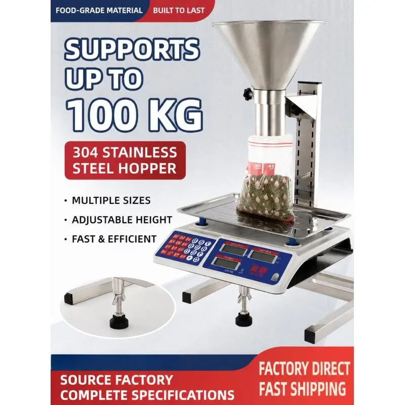 Vertical Stainless Steel Funnel Hopper Device With Support Stand For Bag Jar Filling Liquid Paste Granule Powder Food Standard