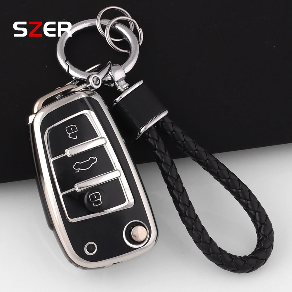 

NEW TPU Car Remote Flip Key Case Cover Protective Shell For Audi C6 R8 A1 A3 Q3 A4 A5 Q5 A6 S6 A7 B6 B7 B8 8P 8V 8L TT RS Sline