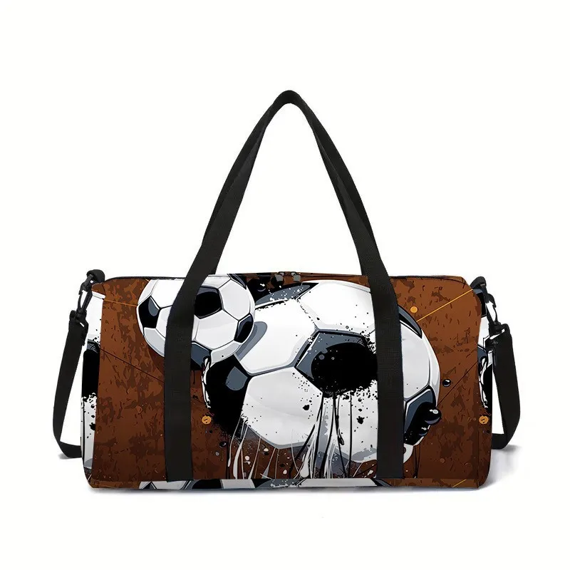 

Classic Popular Funny Novelty football 3D Printed Travel Bags Barrel Shape Crossbody Bag Outdoor Sports Bags Gym Yoga Bag