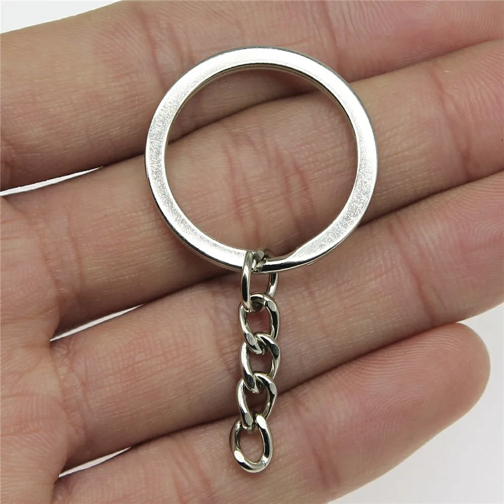 10pcs 2 Colors 28mm Key Ring Keychain Split Ring With Chain DIY Key Rings Key Chains Jewelry Findings & Components