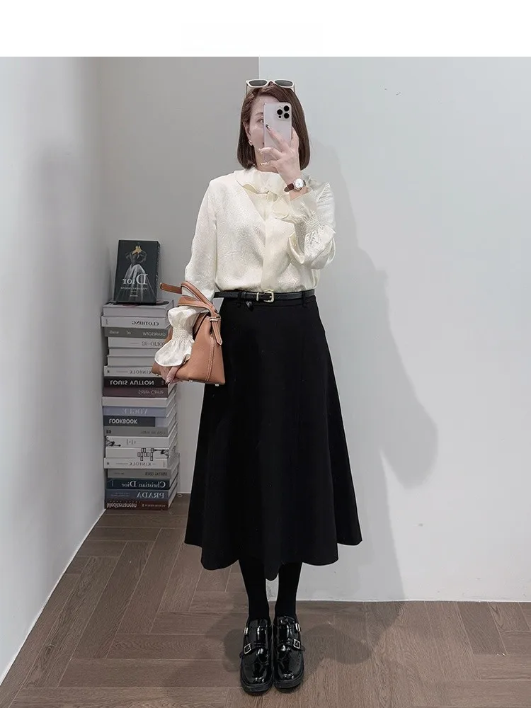 

Элегантная женская блузка из ультратяжелого 00% ацетата с эффектом драпировки, глянцевая, мягкая, антивозрастная, для делового и повседневного стиля