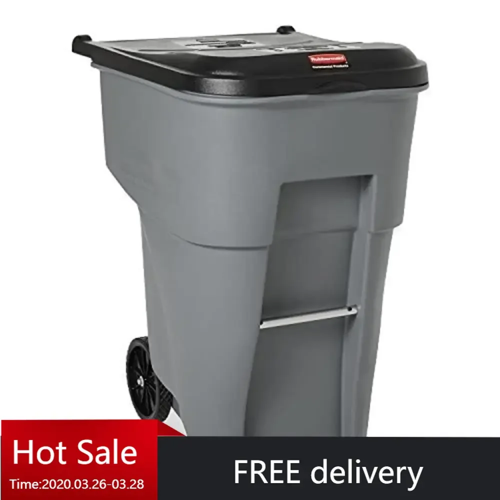 Rollout Trash/Garbage Can/Bin with Wheels, 95 Gal, Gray, for Restaurants/Hospitals/Offices/Back of House/Warehouses/Home