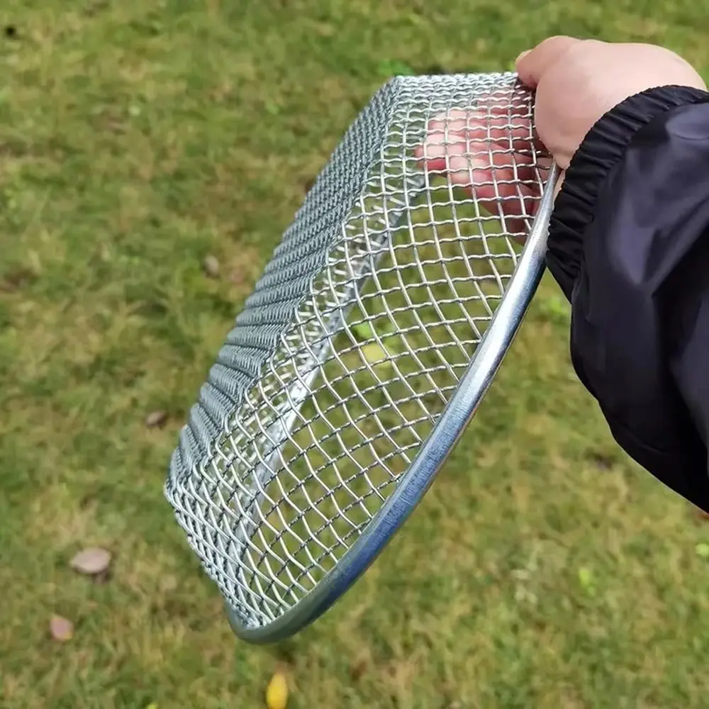 13.78-inch Soil Sifter Stainless Steel Round Garden Sieve Dual Mesh with Edging Iron Sieve