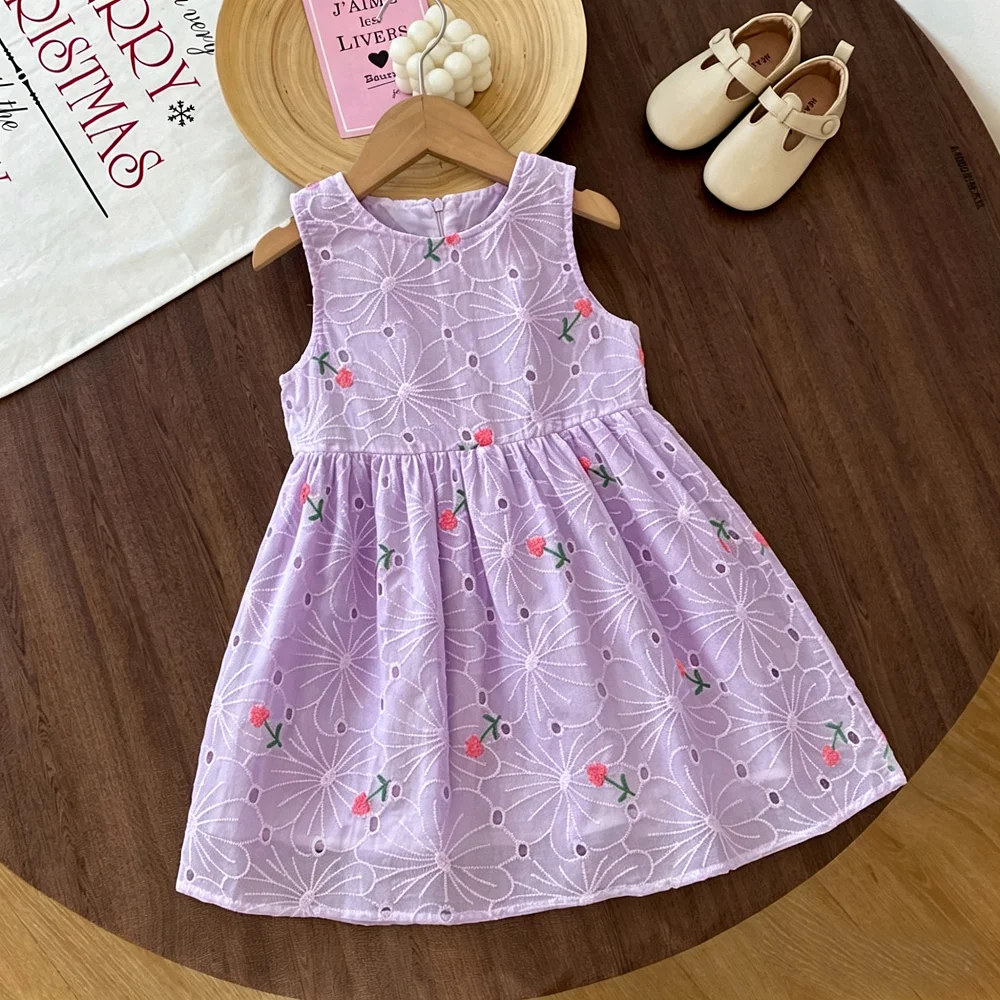 New Summer Clothing For Girls White Dress Embroidered Sun Dress Kid Clothes Girl Children Dress