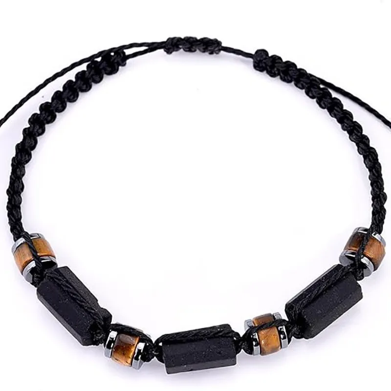 Cross-border new product black tourmaline bracelet tiger's eye stone hematite hand-woven adjustable protective bracelet