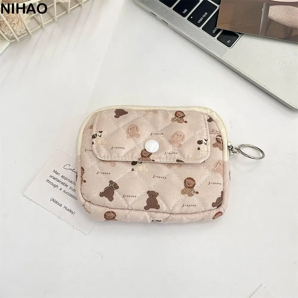 

Kawaii Floral Coin Purse Cartoon Printing Korean Style Small Makeup Lipstick Bag Card Holder Multifuctional