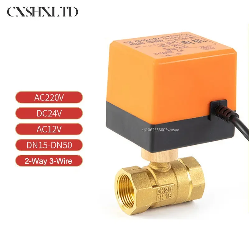 DN15/DN20/DN25/DN32 AC 220V Brass Electric Motorized Thread Ball Valve 2-Way 3-Wire DC 12V Solenoid Water Valve with Actuator